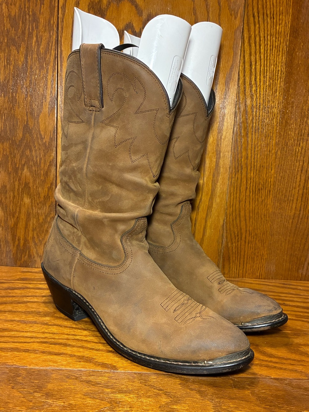 Durango Distressed Tan 11” Slouch Western Boots Leather Women’s 11